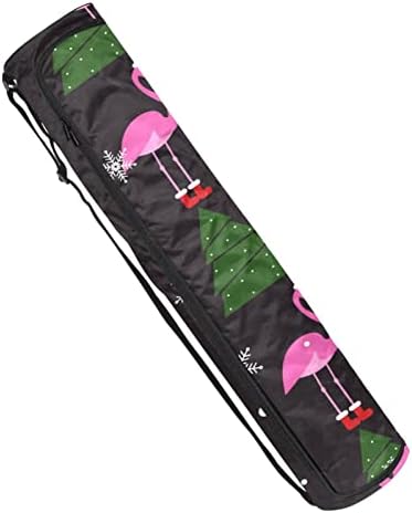 Unisex Yoga Mat Çantası, egzersiz yoga matı Taşıyıcı Ayarlanabilir Omuz Askısı ile Noel Pembe Flamingo NOEL Ağacı Kar Tanesi