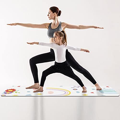 Kalın Kaymaz Egzersiz ve Fitness için Gökkuşağı Baskı ile 1/4 yoga mat Yoga Pilates ve Zemin Fitness Egzersiz (61x183 cm)