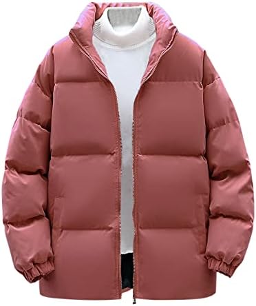 UOFOCO Kış balon ceket Erkekler için Rahat Düz Renk Uzun Kollu Zip Up Büyük Boy Erkek Aşağı Ceket Cep ile