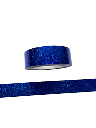 Syntego Katı Folyo Holografik Glitter Etkisi Washi Bant Dekoratif Kendinden Yapışkanlı Maskeleme Bandı 15mm x 5 m (Mavi)