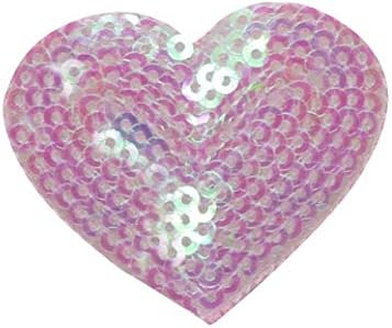 Açık pembe-Sevgililer pullu kalp - - 1.75 inç-İşlemeli demir on Patch