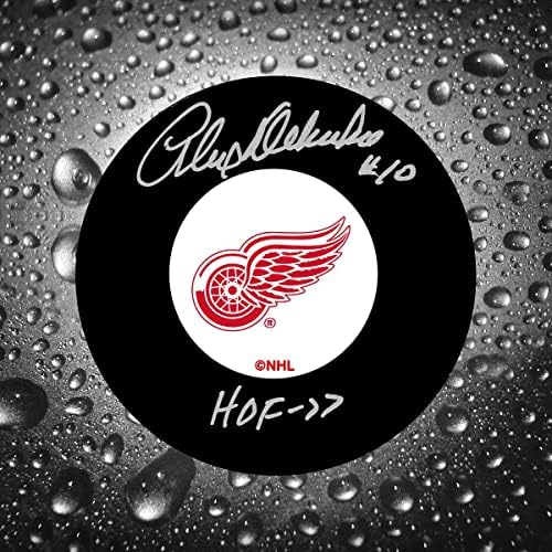 Alex Delvecchio Detroit Red Wings HOF İmzalı Disk-İmzalı NHL Diskleri