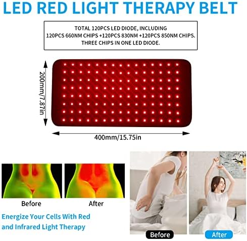 cabpay ışık terapisi pedi, kırmızı ve kızılötesi ışık tam vücut,giyilebilir cihaz derin terapi Wrap zamanlayıcı ile (Siyah-120 adet