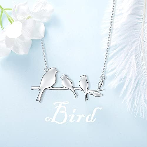 DAOCHONG 925 Ayar Gümüş Sevimli Hayvan Aile Kuş Kolye Kuşlar Şube Kolye Anne Kızı Oğlu
