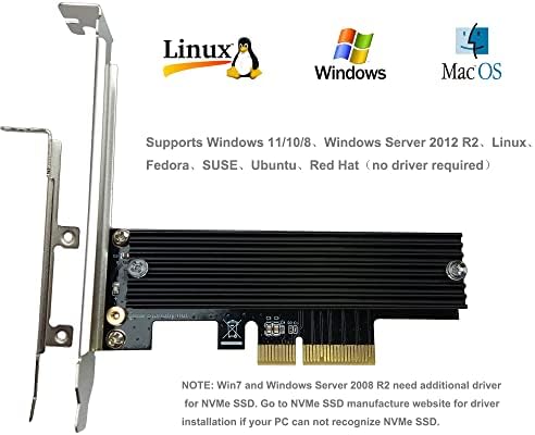 M. 2 NVME PCIE adaptörü ile alüminyum ısı emici, M. 2 SSD PCIe 4.0X4 genişleme kartı desteği PCIe X4/X8/X16 yuvası.