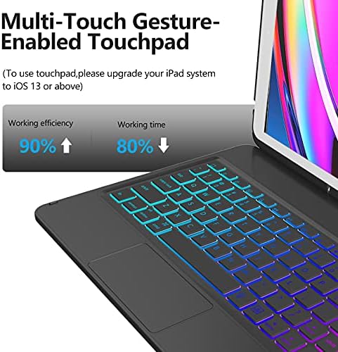 MORECOO Dokunmatik Klavye iPad kılıfı 9th Nesil 10.2 inç 2021 Arka ışık, 360° İnce Kapak, bluetooth Klavye iPad kılıfı 9th ile Uyumlu