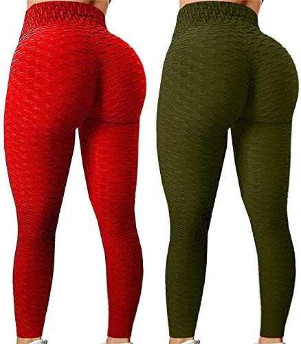 2 Paket Yoga Tayt Popo Kaldırma Tayt Kadınlar için Yoga Pantolon Streç Yüksek Belli Kaldırma Spor Kabarcık Kalça Kaldırma