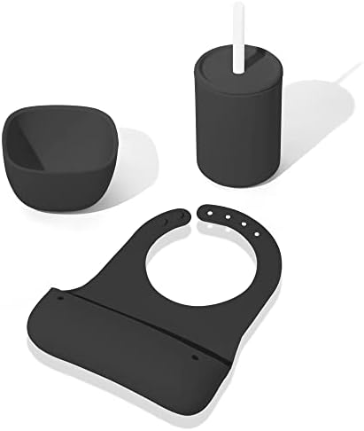 Avanchy Roll & Go Silikon Önlükler + 5 oz. Mini Silikon Bebek pipetli bardak + La Petite Silikon Mini Kase