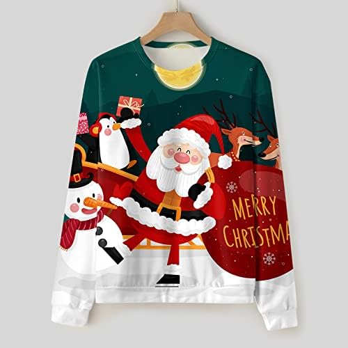 ZDDO Merry Christmas erkek Tişörtü Kazak, 3D Komik Noel Baba Baskılı Crewneck Parti Tasarımcı Kazak Tops