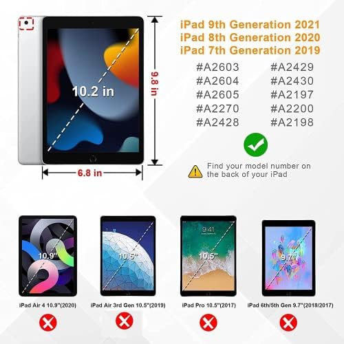 eTopxızu iPad 10.2 Kılıf 9th/8th / 7th Nesil(2021/2020/2019), ekran Koruyucu, Darbeye Dayanıklı Hafif Kolu Standı iPad kılıfı 9/8/7