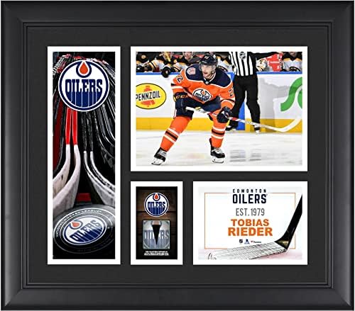 Tobias Rieder Edmonton Oilers, 15 x 17 Oyuncu Kolajını Bir Parça Oyun Kullanılmış Diskle Çerçeveledi-NHL Oyun Kullanılmış Disk Kolajları