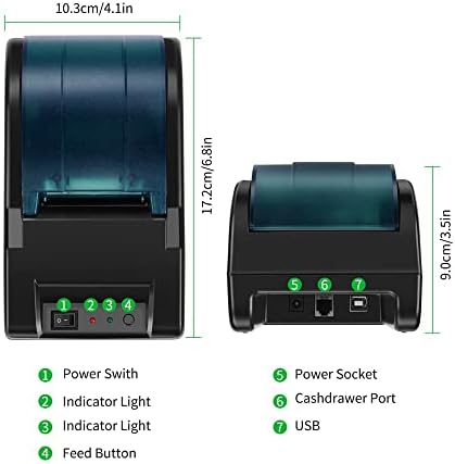 58mm USB Termal Makbuz Yazıcı Fatura Bilet Yüksek Hızlı POS Yazıcı Desteği yazar kasa çekmecesi Uyumlu ESC / POS Baskı