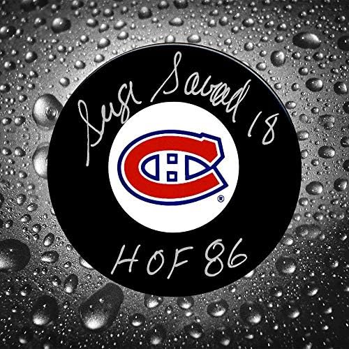 Serge Savard Montreal Canadiens HOF İmzalı Disk-İmzalı NHL Diskleri