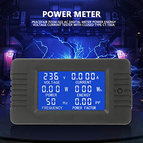 Dijital Voltmetre, PEACEFAİR PZEM-022 AC Çok Fonksiyonlu Dijital Metre Güç Enerji Gerilim Akım Multimetre Ampermetre Voltmetre Test