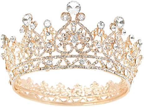 yyoemas Yuvarlak Kristal Kraliçe Taçlar Kadınlar için, gül Altın Rhinestone Tiara Kek Topper, düğün Taçlar Tiara Gelin Doğum Günü Partisi