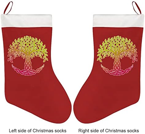 Hayat Ağacı Noel Çorap Kısa Peluş Noel Çorap Asılı Süsleme Noel Ağacı Şömine Dekorasyon 26x42cm
