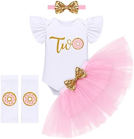 IBTOM KALE Bebek Kız Çörek Bir Yarım 1st / 2nd Doğum Günü Kıyafeti Tatlı Romper Tutu Elbise Tayt Prenses Etek Elbise Seti