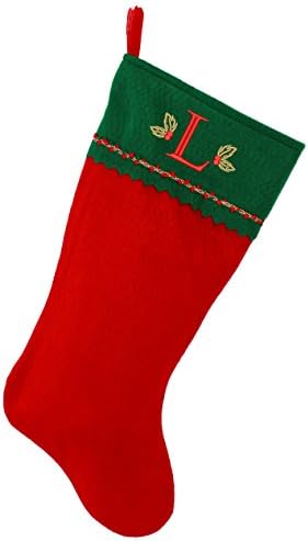 Bana işlemeli İlk Noel Çorabı, Yeşil ve Kırmızı Keçe, İlk L