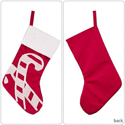 KEEPTOP Kırmızı ve Beyaz Koltuk Değneği Noel Çorap Yumuşak Peluş Manşetleri Kadife Çorap Noel Süslemeleri için Aile Tatil Noel Parti