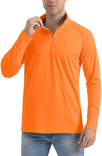 EKLENTSON Erkek Uzun Kollu Güneş Gömlek UPF 50 + Hızlı Kuru Spor Tees 1/4 Zip Egzersiz Koşu Balıkçılık Döküntü Guard Açık T-Shirt
