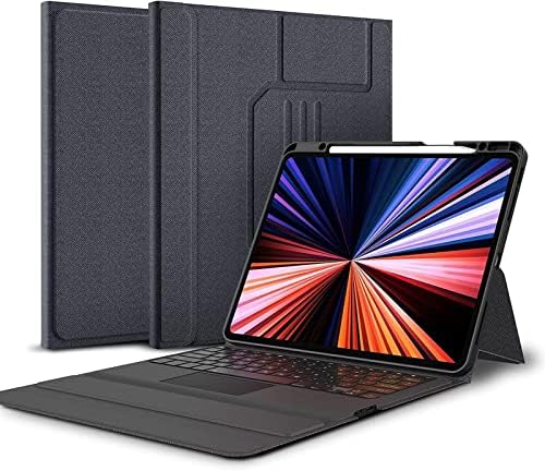 HAODEE Touchpad Klavye iPad kılıfı Pro 12.9 Kılıf Klavye için iPad Pro 2021 12.9 2020 2018 ile Bluetooth Sihirli Klavye (Renk : Siyah,