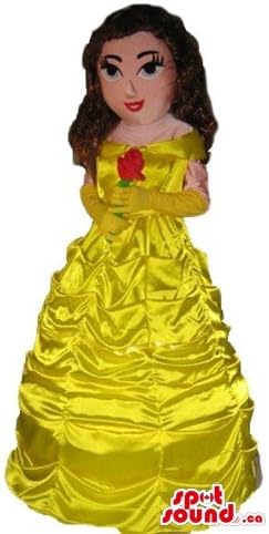 SPOTSOUND Pretty Prenses Sarı Elbise ve kırmızı Çiçek Karikatür Maskot ABD Kostüm