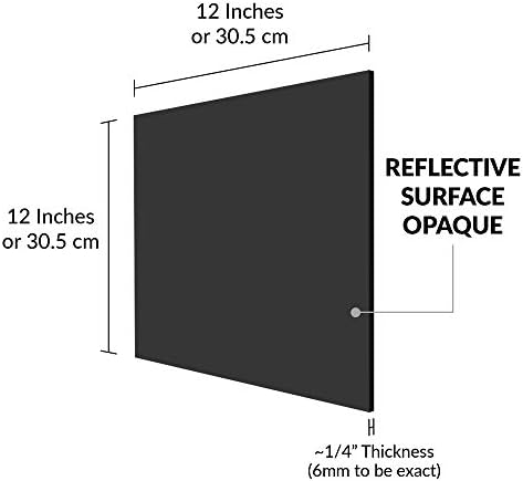 SimbaLux Akrilik Levha Siyah Opak Döküm Pleksiglas 12” x 12” Kare Panel 1/4 Kalınlığında (6mm) Plastik Pleksi Cam Levha, Tabelalar