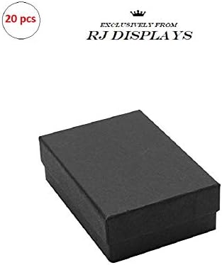 RJ Ekranlar - 20 Paket Pamuk Dolgulu Mat Siyah Kağıt Karton Takı Hediye ve Perakende Kutuları 3X2X1 İnç 32 Boyutu Rj Ekranlar
