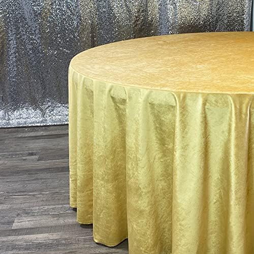 SANDALYE ÖRTÜLERİNİZ - 132 inç Yuvarlak Kraliyet Kadife Masa Örtüsü-Standart Yuvarlak Masalar için Altın, Keten Masa Örtüsü