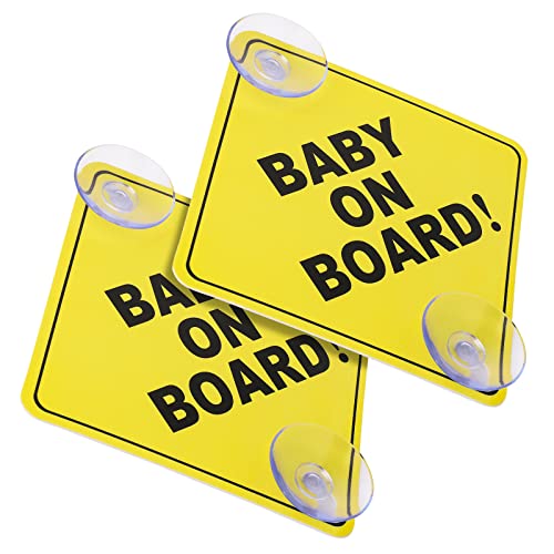 cobee Baby on Board Araba Uyarı İşaretleri, Çift Vantuzlu 2 Adet 5x 5 Güvenlik Araba İşareti, Araba Pencere Sarılmak için Arabada Bebek