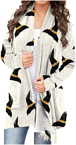 Hırka Kadınlar için Hafif Kimono Gömlek Tops Cadılar Bayramı Baskılı Gevşek Uzun Kollu Tunik Bluz Üst Şal Ceket