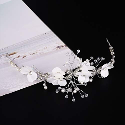 Locisne Çiçek Kız Başlığı Prenses Düğün Aksesuarları, Gümüş Saç Bandı Çiçek Taç Kızlar için
