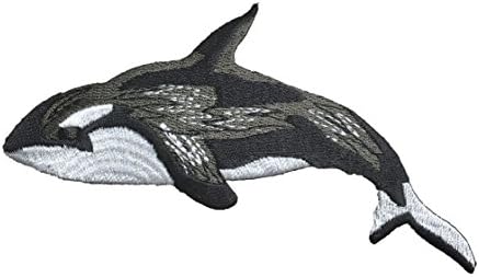 Orca-Katil Balina - Siyah / Beyaz Okyanus Hayvanı-İşlemeli Demir on Patch