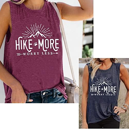 Jorlyen Kadınlar Yürüyüş Dağ Grafik Atletik Gömlek Komik Zammı Daha Az Endişe Tee Üstleri Tatil Gömlek
