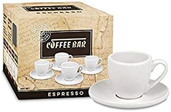 Konitz İki Hediye Kutusu Kahve Barı espresso bardakları ve Altlıkları (4'lü Set), 4 Adet (2'li Paket), Beyaz