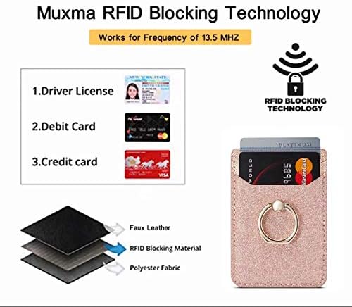 Kadınlar için Kickstand Halkalı Telefon Kartı Tutucu Kılıf RFID Kredi Cüzdanı, DMaos 2 Parça Glitter Sands Cüzdan iPhone Samsung Android
