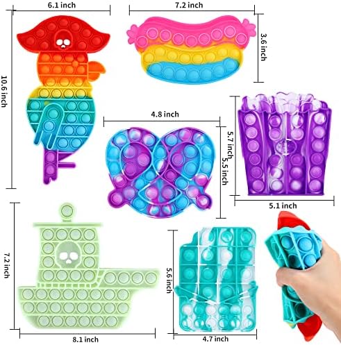 6 ADET Dev Pop Kabarcık Fidget oyuncak, çeşitli Renk gökkuşağı, Kravat Kalıp, karanlıkta ışık Kabarcık Duyusal oyuncaklar otizm Özel