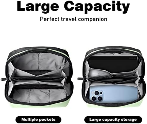 Taşıma çantası Seyahat kılıf çanta USB kablo düzenleyici Cep Aksesuar Fermuar Cüzdan, Açık Yeşil Basit Vintage