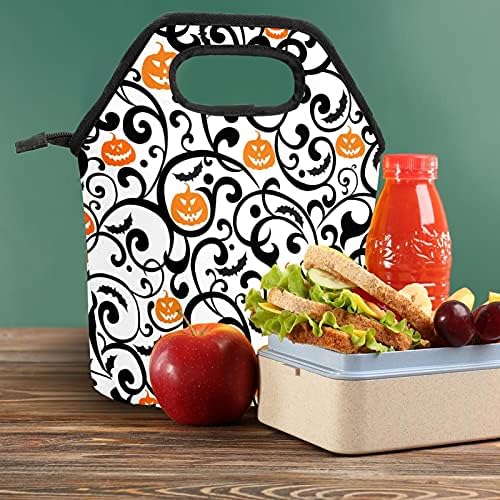 HEOEH Cadılar Bayramı Kabak Öğle Yemeği soğutucu çanta Tote Çanta Yalıtımlı Fermuar Öğle Yemeği Kutuları Çanta Açık Havada Okul Ofis