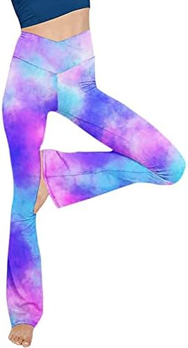 UODSVP kadın Egzersiz Tayt, Kadınlar için kalın Tayt Alevlendi Tayt Paketi Moda Seksi Yoga Pantolon Yüksek Bel Çapraz Geniş Bacak Düz
