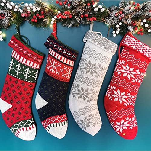 BIVITA 4 adet,Noel Çorap Yeni Yıl Klasik Renk Büyük Boy, Sıcak Rahat Çorap Noel Mantel Dekorasyon Aile ,Tatil Noel Arifesi Yeni Yıl