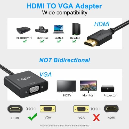 UV KABLOSU HDMI-VGA Adaptörü 10'lu Paket, HDMI-VGA Adaptörü Erkek-Dişi Kablo 1080P Bilgisayar, Masaüstü, Dizüstü Bilgisayar, PC, Monitör,