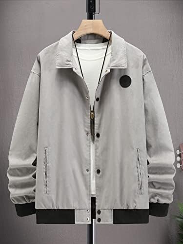 OSHHO Ceketler Kadın - Erkek Mektup Yamalı Ceket Tee Olmadan (Renk: Gri, Boyut: XX-Large)