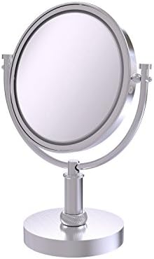 Müttefik Pirinç DM-4T / 4X8 inç Makyaj Masası Üstü 4X Büyütme Makyaj Aynası, Saten Krom