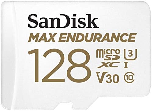 SanDisk 128 GB MAX Dayanıklılık microSDXC Kart Adaptörü ile Ev Güvenlik Kameraları ve Dash kameralar - C10, U3, V30, 4 K UHD, mikro