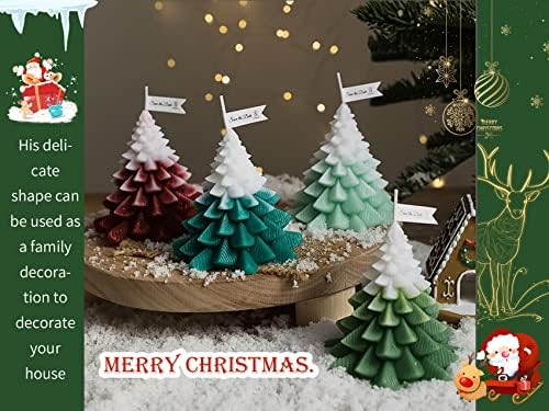Noel Ağacı Şekilli Mumlar, Ağaç Mumları，Kokulu Mumlar, Çam Ağacı Mumu, Oda Süslemeleri, Herkes için Tatil Hediyeleri (Noel Yeşili)