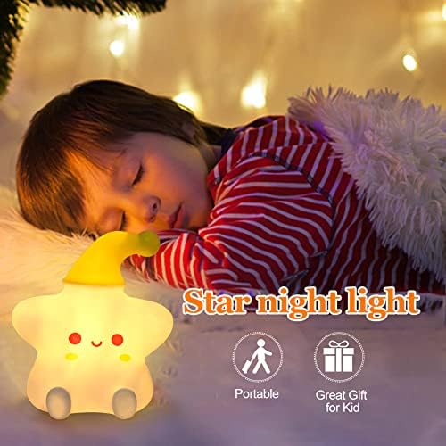 Sevimli yıldız gece Lambası, Bebek kız odası dekor için renkli silikon sevimli lamba, şarj edilebilir pil gece Lambası lambası, Çocuklar