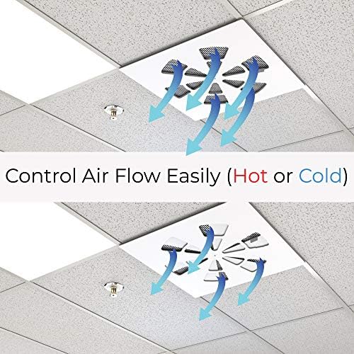 ALBEN Manyetik ofis havalandırma kapağı ayarlanabilir hava deflektörü için 24 x 24 Düz Ofis tavan delikleri, klima veya ısı (1 Paket)