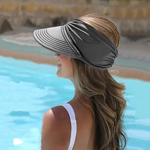 Yaz Güneş Koruyucu güneş şapkası Bayan Rahat Hasır güneş şapkası Geniş kenarlı şapka Açık Tatil Seyahat Uv UPF Koruma Şapkaları Kapaklar