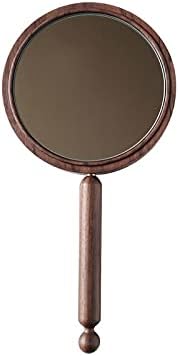 FXLYMR Masaüstü Makyaj Aynası güzellik Aynası Saplı El Tipi Seyahat Aynası, Ahşap El Tipi Düz Ayna, Profesyonel Berberler için Güzellik
